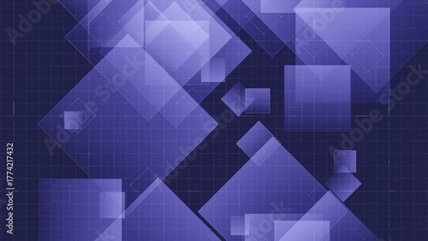 Fototapeta Futuristic 3D abstract render showing translucent rectangles on grid