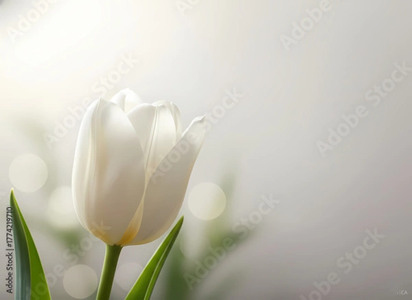 Obraz White tulips with soft bokeh background