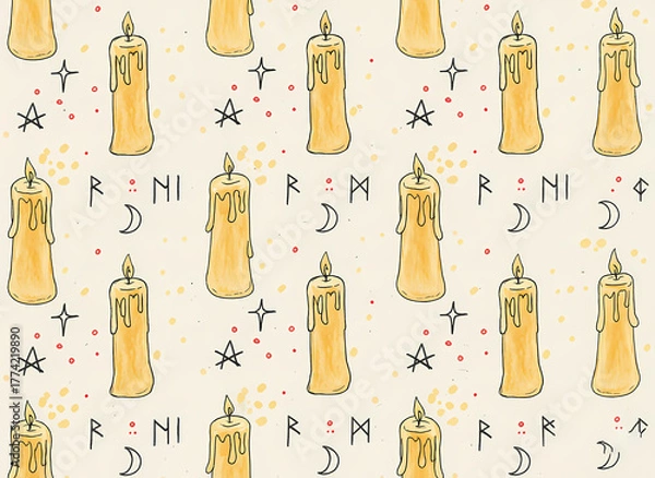 Obraz Magic candle pattern seamless halloween design