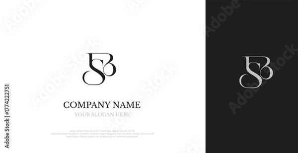 Fototapeta Initial SB Logo Design Elegant Vector