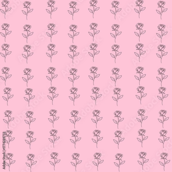 Fototapeta Pink Rose Seamless Pattern