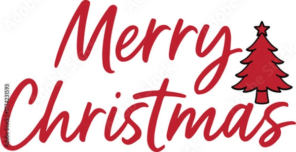 Fototapeta Merry Christmas typography vector art and illustration.