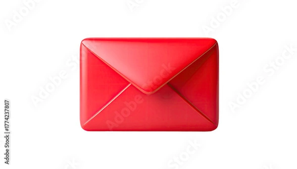 Obraz A 3D rendered glossy red envelope isolated on a dark background