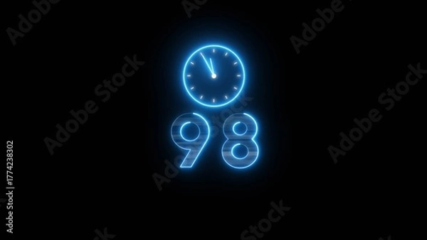 Fototapeta Neon countdown clock illustration. Time 98 days to go symbol.