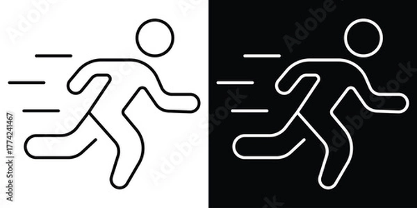 Fototapeta Running icon vector. Running sport icon vector. Competition speed symbol. Sprint, athletic, marathon, jogging race, fast run, fitness. Vector illustration.