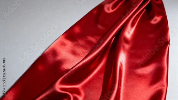 Obraz Red satin fabric draped on surface