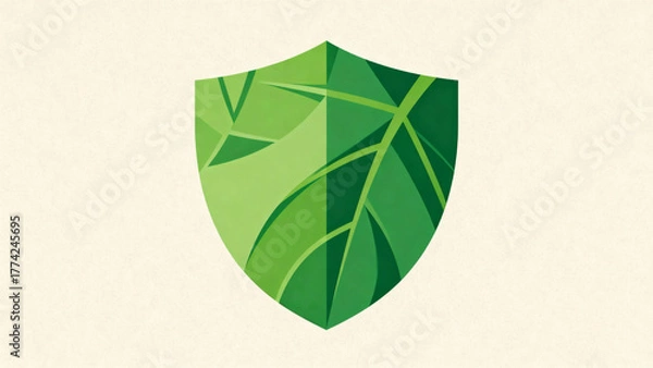 Fototapeta Green shield with leaf pattern