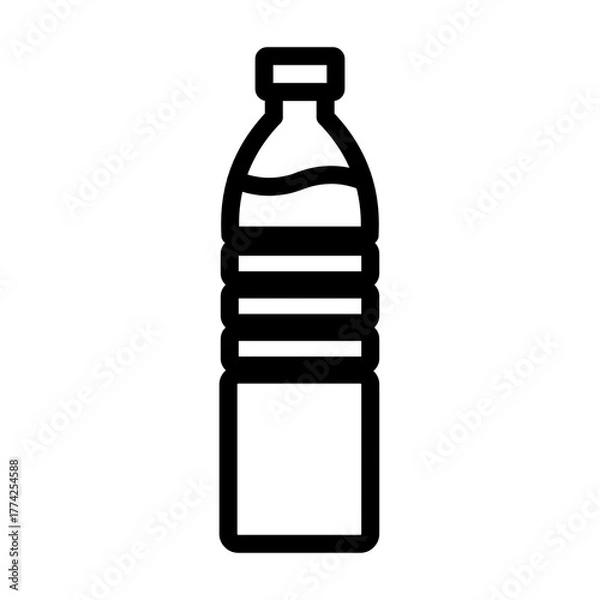 Fototapeta Vector Plastic Bottle Icon – Beverage, Drink Water, Reusable, Container, Packaging, Mineral Water, and Eco Symbol
