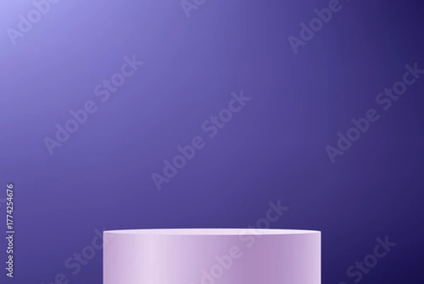 Obraz Dark Purple background vector 3d with Purple podium. Empty room with light effect. Space for selling products on the website. Vector illustration.
