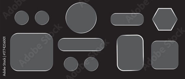 Obraz Black and white glossy button set for web design