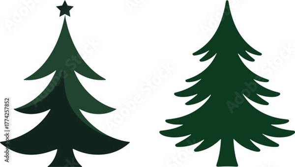 Fototapeta A Set of beautiful Christmas tree vector art and illustration.