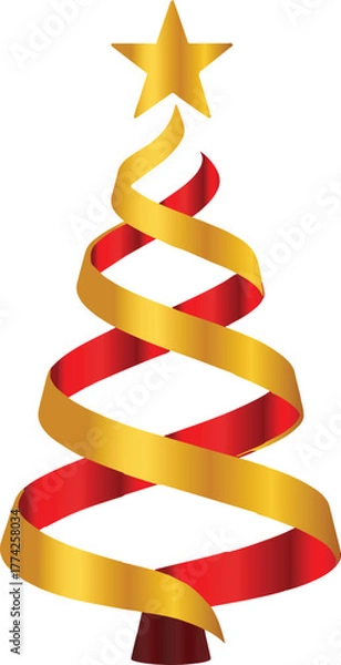 Fototapeta Spiral Gradient  Ribbon Christmas Tree vector art and illustration.

