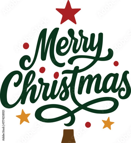 Fototapeta Typography Christmas  tree vector art and illustration.
