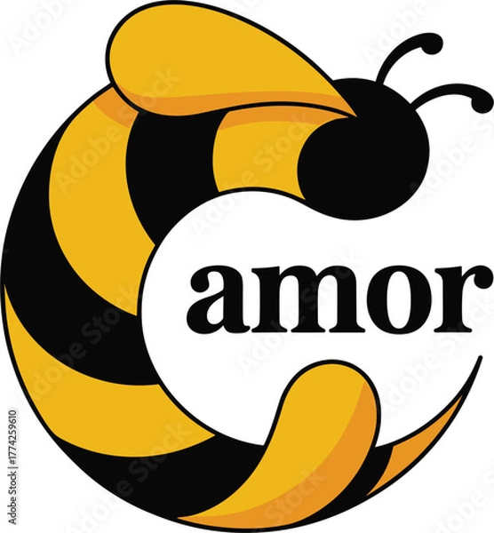 Fototapeta Honeybee logo design with stylish letter C graphic symbol for business brand