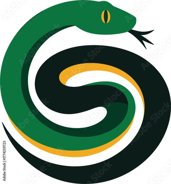 Fototapeta Twisted Snakes Vector Graphic Two Colors Animal Symbol Snake Design Green Dark