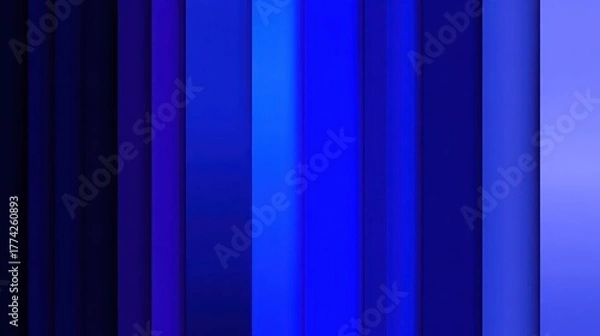 Obraz Vertical blue gradient stripe background, abstract wavy line pattern, layered vivid blue color, modern digital art, calm mood