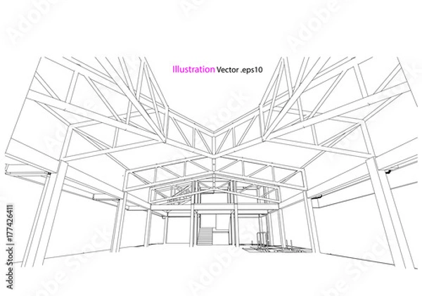 Fototapeta construction building drawing vector model concept