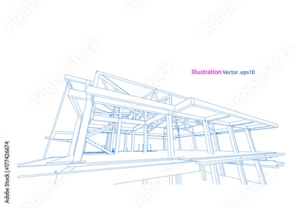 Fototapeta construction building drawing vector model concept
