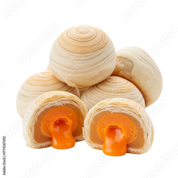 Obraz Fresh cheese pastry puff, white background isolated