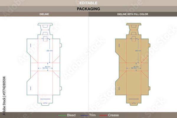 Obraz Boxes with handle dieline designed through polygonal vector shaping strengthening printing flow and packaging control firm die line lock defines buckle security precision