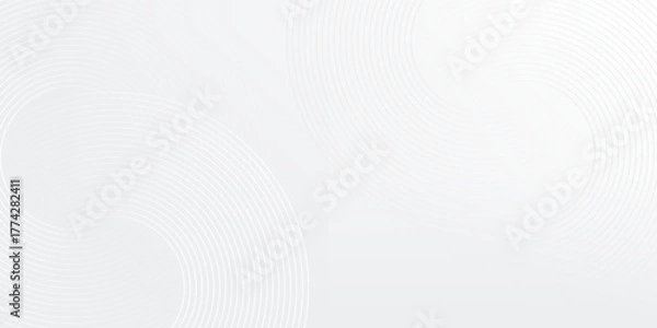 Fototapeta Abstract white glowing geometric lines on gray background. Modern shiny blue circle lines pattern. Futuristic technology concept. Suit for cover, poster, banner, brochure, header, vector modern