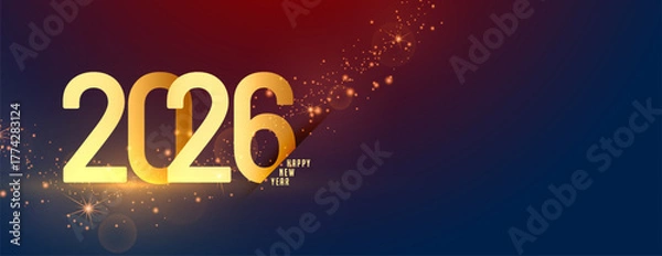 Fototapeta 2026 new year greeting banner with sparkling effect