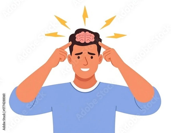 Obraz Illustration of a man with glowing brain, symbolizing thought