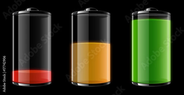 Obraz empty, half-full and full battery