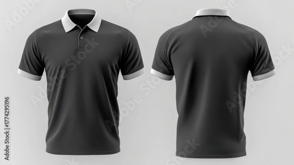 Obraz two-tone casual polo shirt, front and back view, isolated on a white background