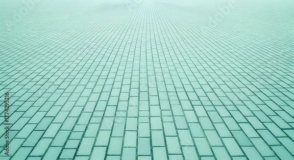 Fototapeta sidewalk block or the pattern of stone block paving. Empty floor in perspective view