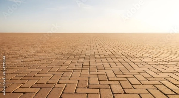 Fototapeta sidewalk block or the pattern of stone block paving. Empty floor in perspective view
