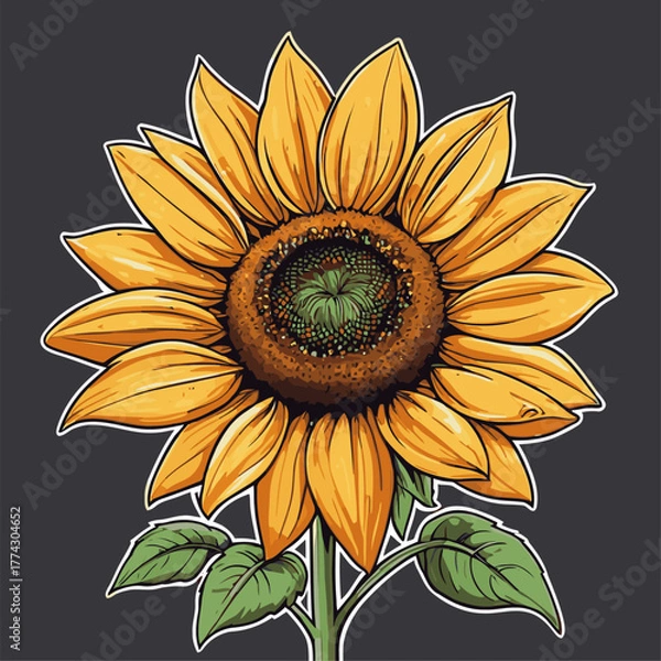 Fototapeta vector image of a graceful sunflower