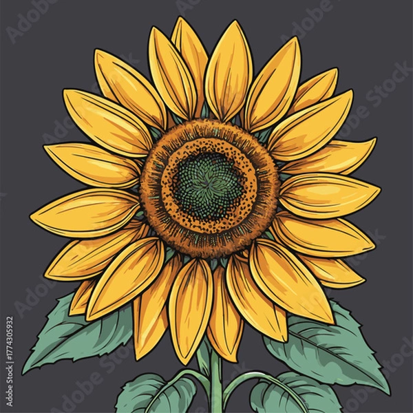 Fototapeta vector image of a graceful sunflower