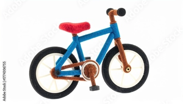 Fototapeta A colorful toy bicycle sits stationary, ready for imaginary adventures and fun.