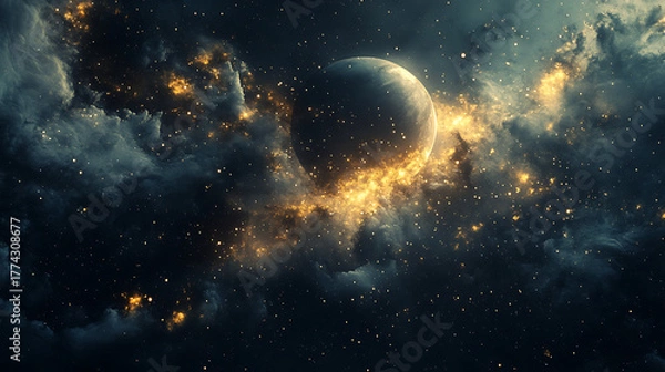 Obraz Dramatic planet in nebula