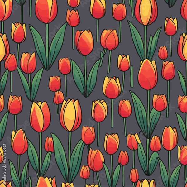 Fototapeta vector image of beautiful tulips