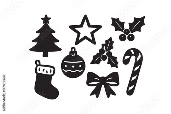 Fototapeta Handdrawn Illustration Christmas Decoration 