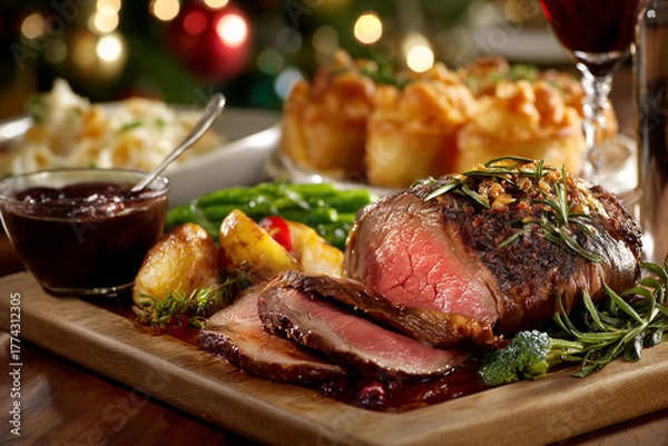 Obraz ホリデー　クリスマスディナー　ローストビーフ　新年　正月　料理