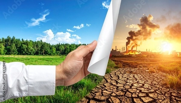 Fototapeta Climate Change Transforming Landscapes – A Visual Metaphor of Environmental Impact