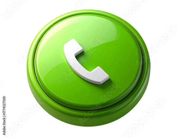 Fototapeta Modern 3D Green WhatsApp Icon Button with White Phone Symbol Isolated on Transparent Background PNG