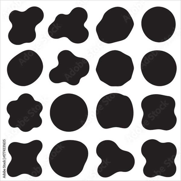 Fototapeta Set of Abstract Organic Blob Shapes Vector Elements