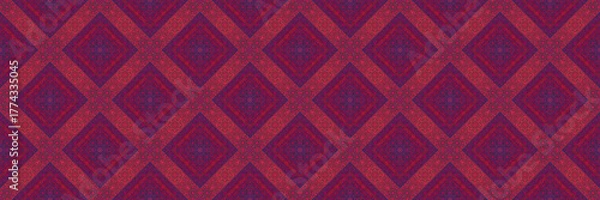 Fototapeta Argyle pattern squares geometric background for backdrop, for cards. Panoramic background for design, borders.