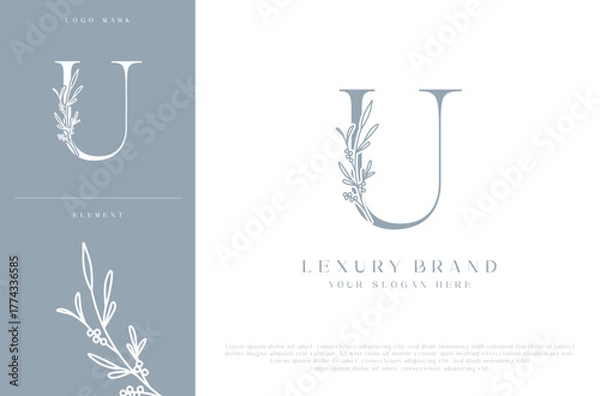 Fototapeta U botanical monogram initial letters logo