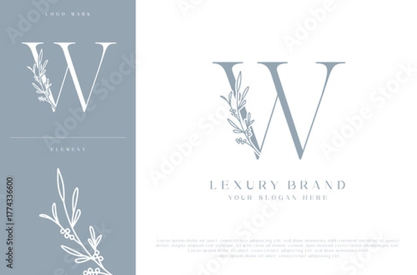 Fototapeta W botanical monogram initial letters logo
