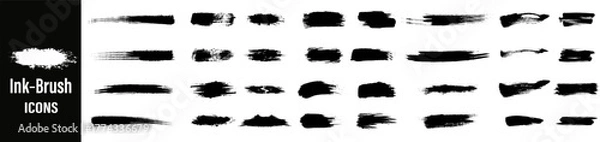 Fototapeta Ink Brush black icons set. Ink Brush black icons set featuring bold brush strokes, calligraphy, and painting tools. Perfect for art, design, and creative projects.