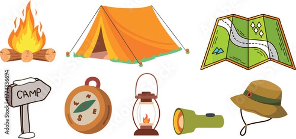 Obraz A vector of Camp Hiking 