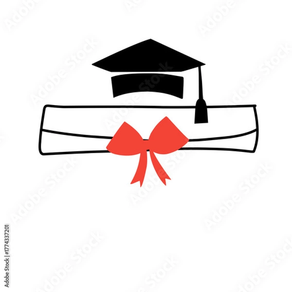 Obraz diploma scroll with graduation cap
