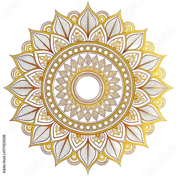 Obraz Abstract sun mandala vector illustration with ornamental floral pattern and vintage lace texture