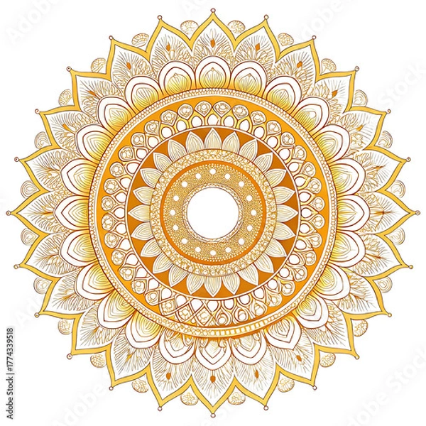 Fototapeta Golden mandala with intricate details isolated on white background