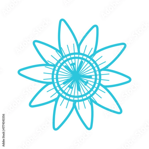 Obraz Passion flower icon, Isolated on white background. Blue icon set.